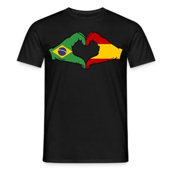 Brazil Spain Hands Heart Shape - Men's T-Shirt - black - Front - AI Model Male 178 light (178cm)
