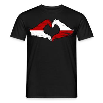 Monaco Poland Flag Hand Shape Heart Shape Used - Men's T-Shirt - black - Front - AI Model Male 178 light (178cm)