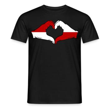 Drapeau de Monaco Pologne main coeur - T-shirt homme - noir - Devant - AI Model Male 178 light (178cm)