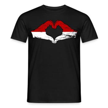 Monaco Indonesia Flag Hands Heart Shape Used - Men's T-Shirt - black - Front - AI Model Male 178 light (178cm)