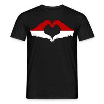 Drapeau de Monaco Indonésie main forme coeur - T-shirt homme - noir - Devant - AI Model Male 178 light (178cm)