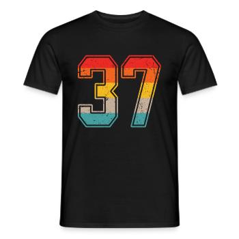 37 Years Retro Jersey Number 37 T-shirt Number 37 - Men's T-Shirt - black - Front - AI Model Male 178 light (178cm)