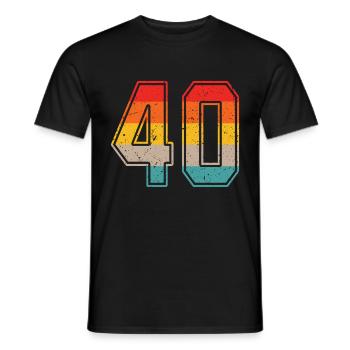 Maillot rétro 40 ans Numéro 40 T-shirt numéro 40 - T-shirt homme - noir - Devant - AI Model Male 178 light (178cm)