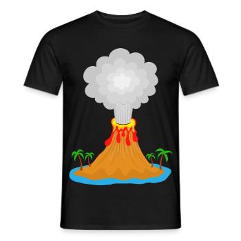 Volcano, eruption, volcanic island, lava, palm trees, mountain - Men's T-Shirt - black - Front - AI Model Male 178 light (178cm)