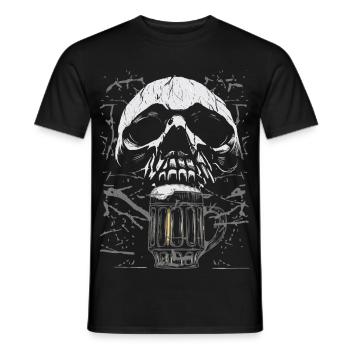 Skull Beer Mug Gothic - Men's T-Shirt - black - Front - AI Model Male 178 light (178cm)