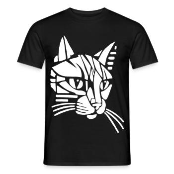 Chat tribal blanc - T-shirt homme - noir - Devant - AI Model Male 178 light (178cm)