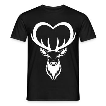 White Deer Heart - Men's T-Shirt - black - Front - AI Model Male 178 light (178cm)