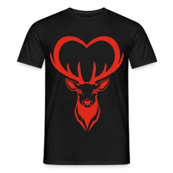 Red Deer Heart - Men's T-Shirt - black - Front - AI Model Male 178 light (178cm)