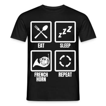 Manger Dormir Cor Français Répéter - T-shirt homme - noir - Devant - AI Model Male 178 light (178cm)