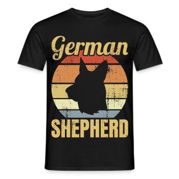 Retro German Shepherd - Men's T-Shirt - black - Front - AI Model Male 178 light (178cm)