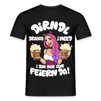 Dirndl Replacement Cat Ears Party Girl with Measure of Beer - Men's T-Shirt - black - Front - AI Model Male 178 light (178cm)