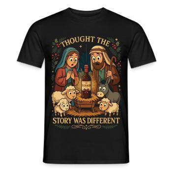 Funny Nativity Glühwein Christmas Shirt - Männer T-Shirt - Schwarz - Vorne - AI Model Male 178 light (178cm)