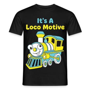 Locomotive Funny Train Jeu de mots Locomotive - T-shirt homme - noir - Devant - AI Model Male 178 light (178cm)