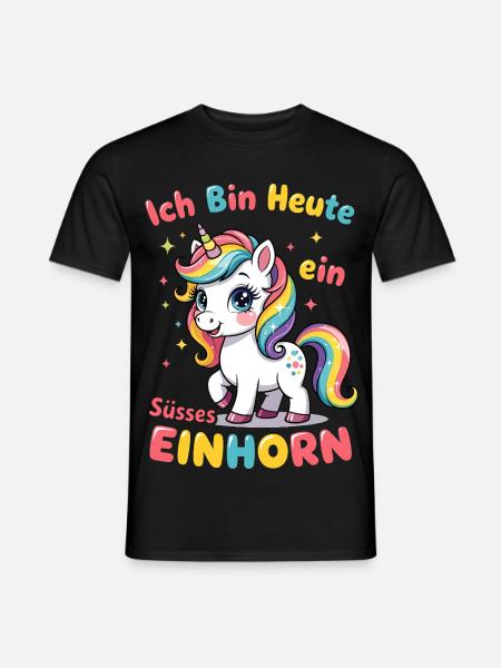 Einhorn Karneval Fasching Kostüm niedlich  - Männer T-Shirt - Schwarz