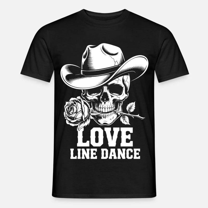 Line Dance Schädel Rose - Männer T-Shirt - Schwarz