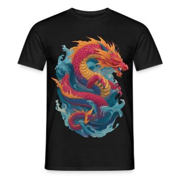 Drache - Männer T-Shirt - Schwarz - Vorne - AI Model Male 178 light (178cm)