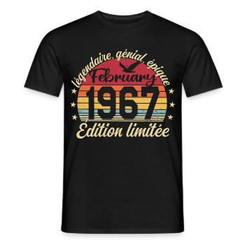 February 1967 Birthday February 1967 Retro 1967 - Men's T-Shirt - black - Front - AI Model Male 178 light (178cm)