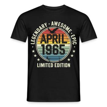 Limited Edition April 1965 - Vintage Design 1965 - Men's T-Shirt - black - Front - AI Model Male 178 light (178cm)