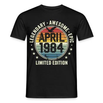 Limitierte Ausgabe April 1984 – Vintage-Design 1984 - Männer T-Shirt - Schwarz - Vorne - AI Model Male 178 light (178cm)