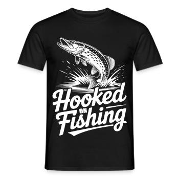 Hooked on Fishing - Männer T-Shirt - Schwarz - Vorne - AI Model Male 178 light (178cm)