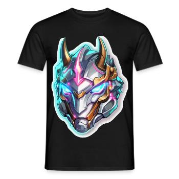 Casque de Dragon Néon - T-shirt homme - noir - Devant - AI Model Male 178 light (178cm)