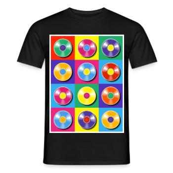 Collage Pop Art d’albums vinyles - T-shirt homme - noir - Devant - AI Model Male 178 light (178cm)