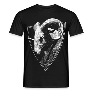 Widderkopf im Wappen - Männer T-Shirt - Schwarz - Vorne - AI Model Male 178 light (178cm)