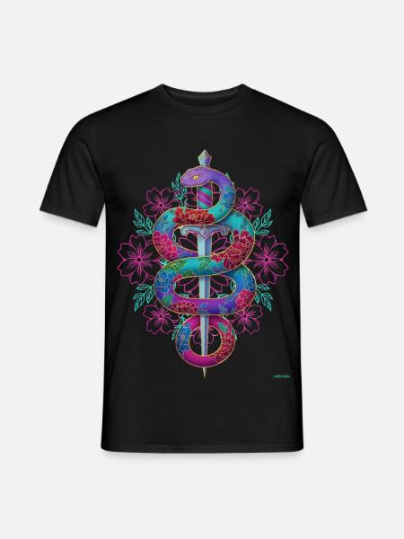Schlangenschwertblumen-Design. - Männer T-Shirt - Schwarz