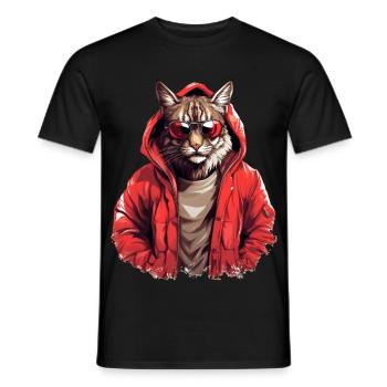 Streetstyle-Luchs | Luchs-Liebhaber - Männer T-Shirt - Schwarz - Vorne - AI Model Male 178 light (178cm)