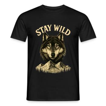 Stay Wild - Restez sauvage - Loup - T-shirt homme - noir - Devant - AI Model Male 178 light (178cm)