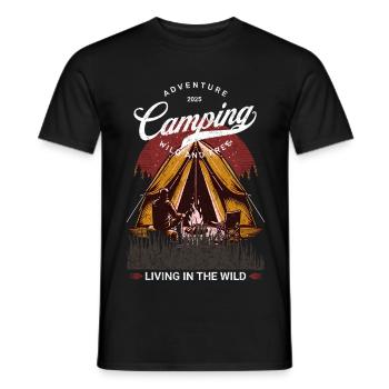 Camping sauvage et gratuit Camping nature en plein air - T-shirt homme - noir - Devant - AI Model Male 178 light (178cm)
