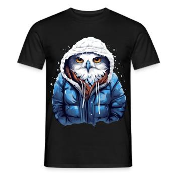 Streetstyle Schneeeule | Eulen-Liebhaber - Männer T-Shirt - Schwarz - Vorne - AI Model Male 178 light (178cm)