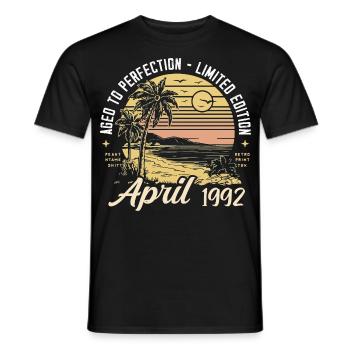 33rd Birthday Classic Car April Vintage 1992 April - Men's T-Shirt - black - Front - AI Model Male 178 light (178cm)