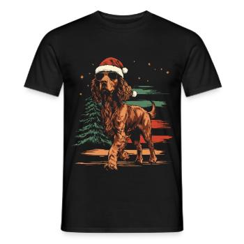 Irish Setter with Santa Hat and Sunglasses - Men's T-Shirt - black - Front - AI Model Male 178 light (178cm)