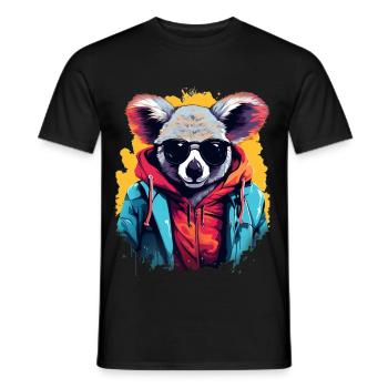 Ours koala de style urbain | Amoureux des koalas - T-shirt homme - noir - Devant - AI Model Male 178 light (178cm)