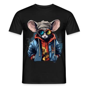 Urban Rodent: Streetwise Mouse Vibes - T-shirt homme - noir - Devant - AI Model Male 178 light (178cm)