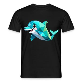 Polygon Dolphin - Geometric Sea Design - Men's T-Shirt - black - Front - AI Model Male 178 light (178cm)