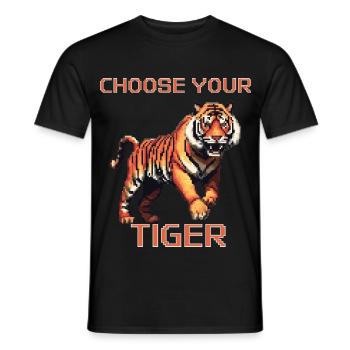 Choisissez votre Tigre | Aventure Tiger 8bit - T-shirt homme - noir - Devant - AI Model Male 178 light (178cm)