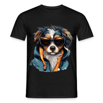 Pattes urbaines: Streetwise Dog Vibes | Amoureux des chiens - T-shirt homme - noir - Devant - AI Model Male 178 light (178cm)
