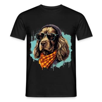 Silhouette d’épagneul | Chien audacieux Design Streetwear - T-shirt homme - noir - Devant - AI Model Male 178 light (178cm)