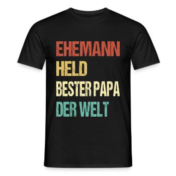 Bester Papa der Welt Held Ehemann - Männer T-Shirt - Schwarz - Vorne - AI Model Male 178 light (178cm)