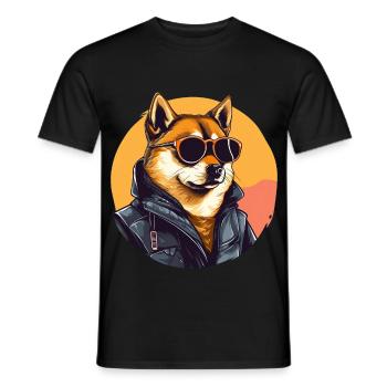 Chien Shiba | Graphisme streetwear - T-shirt homme - noir - Devant - AI Model Male 178 light (178cm)