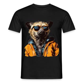 Gefleckte Hyäne im Streetstyle | Hyänen-Liebhaber - Männer T-Shirt - Schwarz - Vorne - AI Model Male 178 light (178cm)