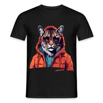 Style de rue lynx | Amoureux du lynx - T-shirt homme - noir - Devant - AI Model Male 178 light (178cm)