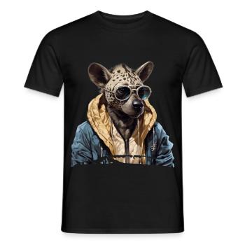 Gefleckte Hyäne im Streetstyle | Hyänen-Liebhaber - Männer T-Shirt - Schwarz - Vorne - AI Model Male 178 light (178cm)