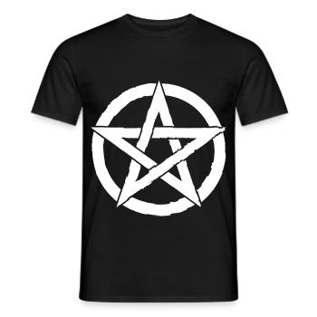 Pentagram for Atheists and Satanists or Goths - Men's T-Shirt - black - Front - AI Model Male 178 light (178cm)
