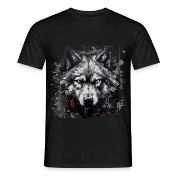 Einzelgänger. Urbaner Jäger im Graffiti-Stil. - Männer T-Shirt - Schwarz - Vorne - AI Model Male 178 light (178cm)
