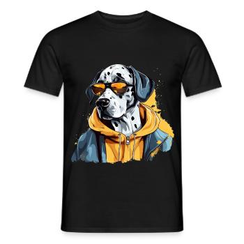 Held Skizze | Dalmatinischer Feuerwehrmann - Männer T-Shirt - Schwarz - Vorne - AI Model Male 178 light (178cm)