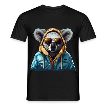 Ours koala de style urbain | Amoureux des koalas - T-shirt homme - noir - Devant - AI Model Male 178 light (178cm)