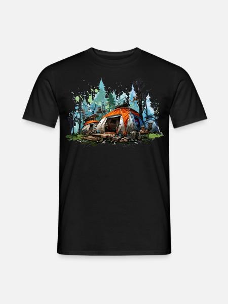 Camping atmosphere. A retro adventure. - Men's T-Shirt - black